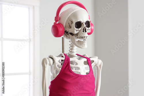 Human skeleton model wearin...