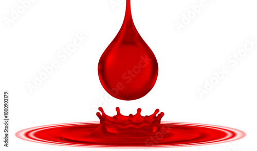 Vibrant red liquid splash captured mid air Dynamic flowing wave with droplets Glossy realistic 3D vector Pure white background Ideal for paint juice blood or cosmetic concepts