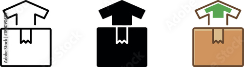 Unboxing Icon Illustration Set Representing Delivery Order and Package Arrival Process for Ecommerce