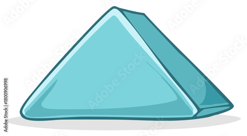 Illustration of a simple triangular prism shape with light blue coloring and cartoon line art style on white, a geometric solid