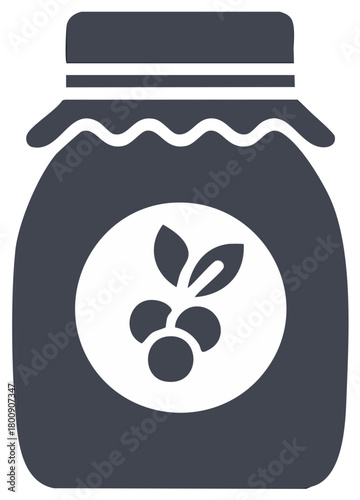 Simple glyph icon of a jar of homemade berry jam or fruit preserves