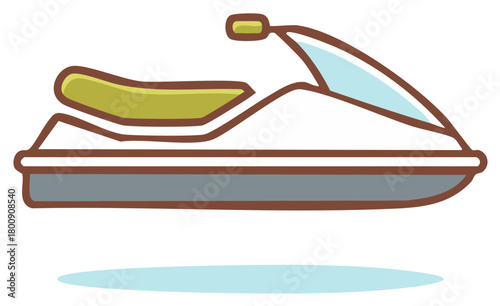 Graphic jet ski illustration icon personal watercraft recreational water sport summer fun activities on the water