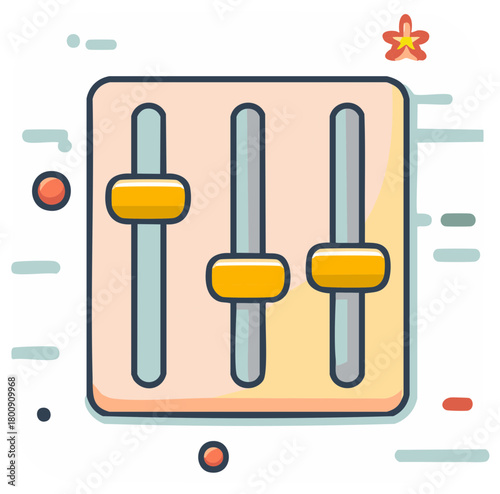 Colorful cartoon icon of adjustment sliders for settings and control panel customization