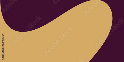 Bold Abstract Fluid Shape Vector Illustration Background. Large, sweeping curved shape in gold against a deep purple field.