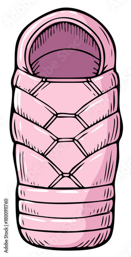Adorable pink quilted sleeping bag vector illustration for baby warmth and comfort