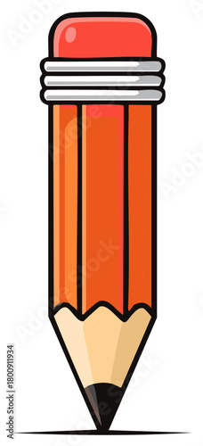 Illustration of a sharpened orange pencil with a red eraser