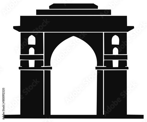 Silhouette Illustration of Memorial Archway Monument with Arch and Columns