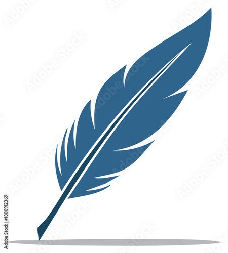 Blue Feather Quill Pen Graphic Symbol Writing Instrument Bird Plumage