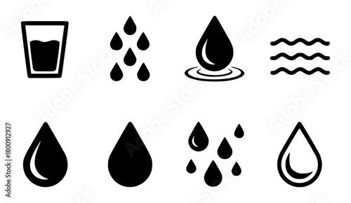 Collection of Water Drop and Wave Icons