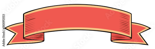 Decorative coral ribbon banner design element for text graphic promotion