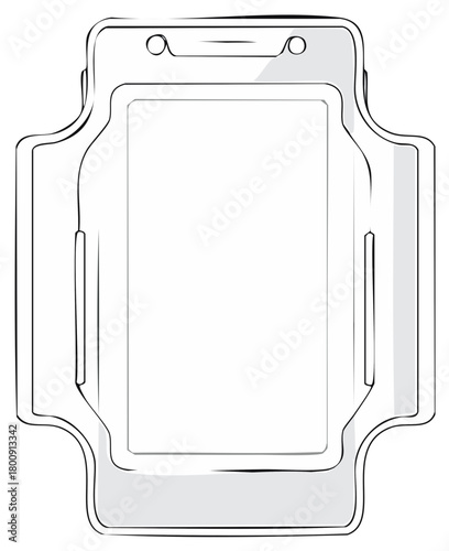 A modern smart watch illustration in a minimalist line art style with a blank screen for copy space