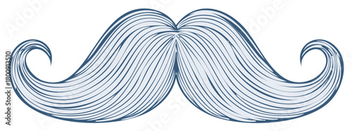 Classic curled mustache illustration in a vintage gentleman style