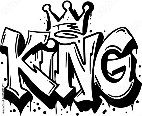 King Graffiti Illustration with Crown Urban Art Vector Design