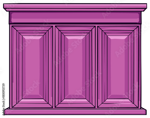 Pink Wooden Cabinet with Three Doors for Storage or Display