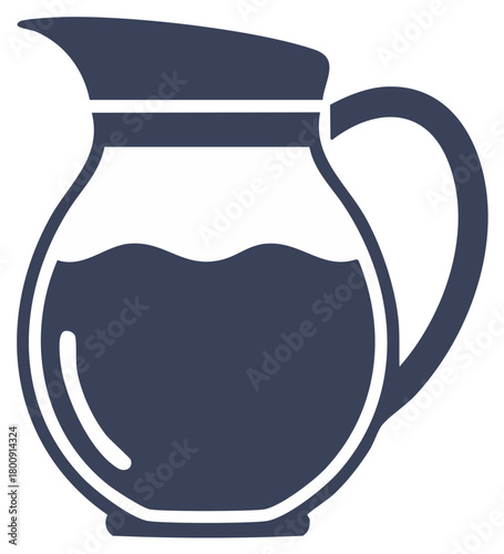 Illustration of a Water Pitcher or Carafe Filled with Liquid for Serving Drinks
