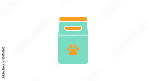 Give your furry friend the best nutrition with this vibrant bag of dog food, featuring a cute paw print for pet lovers and modern pet care brands
