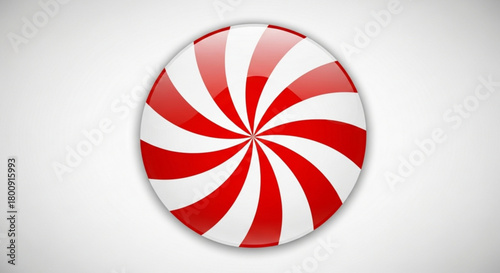 Red and white peppermint candy swirl illustration for holiday and christmas designs and sweet treat graphics