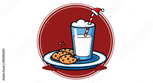 Santa milk and cookies christmas eve treat vector illustration holiday season festive december tradition