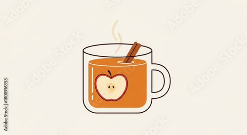 Cozy up with hot spiced apple cider drink illustration perfect for autumn and winter seasonal celebrations