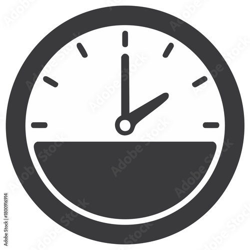 Minimalist half time clock icon for schedule and deadline concepts