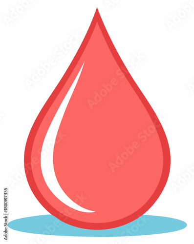 Red blood drop cartoon illustration isolated for medical and donation concepts