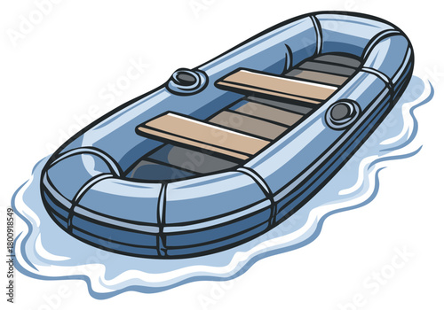 Illustration of an Inflatable Boat for Water Activities and Leisure Pursuits