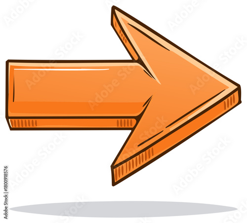 Vibrant Orange Arrow Pointing Right Cartoon Graphic Icon Direction