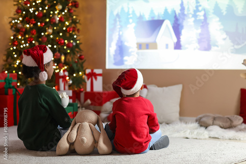 Cute children in Santa hats...