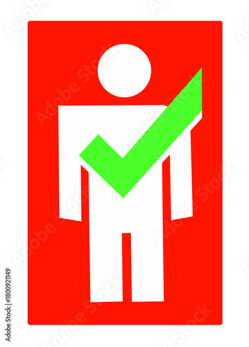 A person icon with a green checkmark indicating approval, selection, correctness, or a positive evaluation. 
