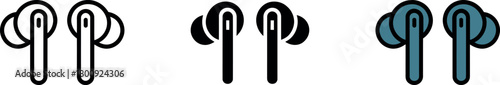 Wireless Earbuds Icon Set in Multiple Styles for Modern Tech Designs and Audio Needs