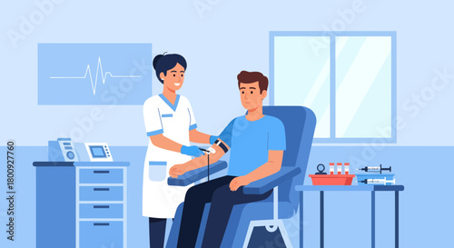 Medical Professional Drawing Blood From a Patient in a Hospital Room Setting