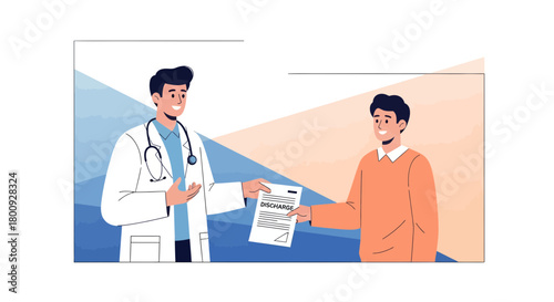 Medical Release And Recovery: Doctor Relaying Patient Discharge Information Smoothly