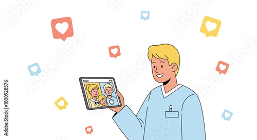 Online Healthcare Communication Depicting Doctor Connecting With Family Through Digital Interaction