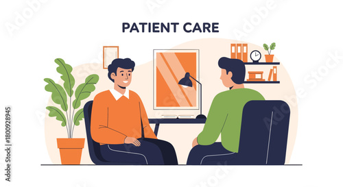 Patient Consultation: Illustrative Representation Of Mental Wellbeing And Professionalism