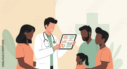 Medical Professional Sharing Information with Family Members About Their Health and Progress