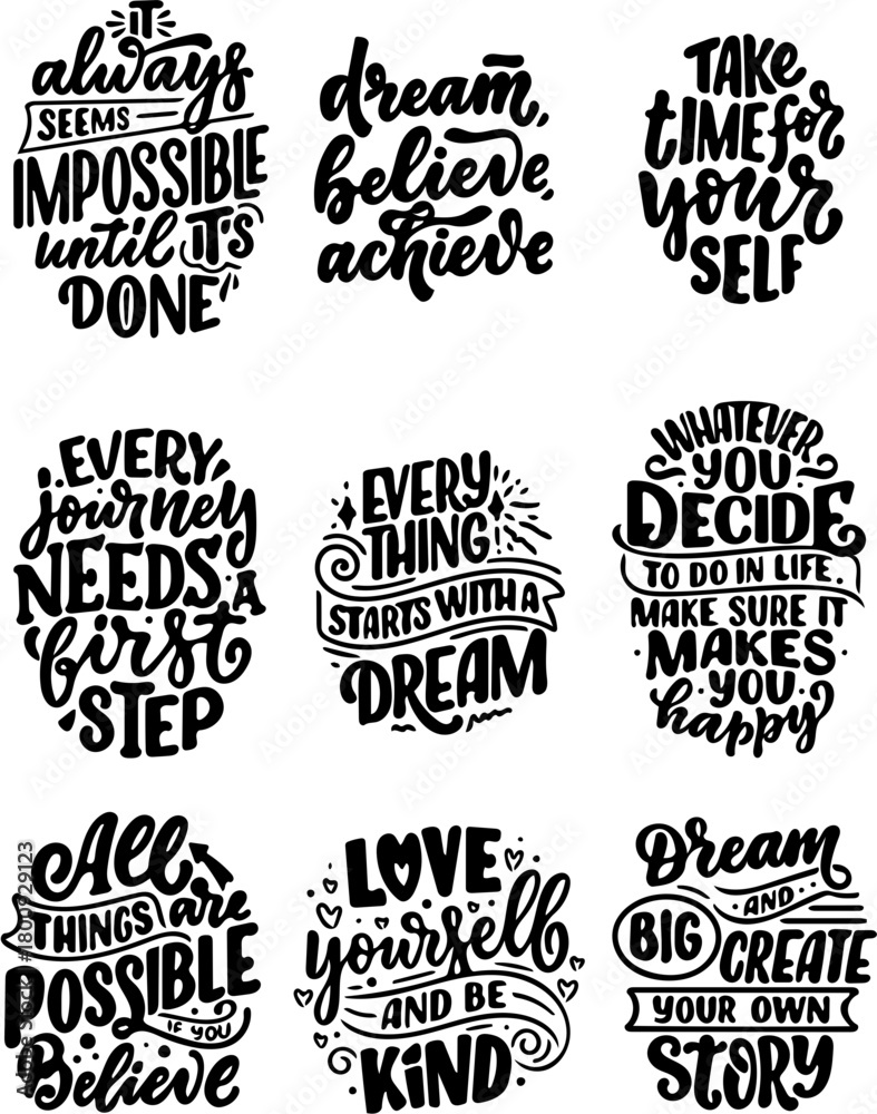 Fototapeta premium Inspirational Handwritten Quotes and Sayings for Motivation and Self-Belief