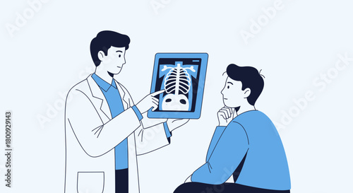 Medical Professional Showing Patient An X-Ray Scan Examining Skeletal Anatomy and Healthcare
