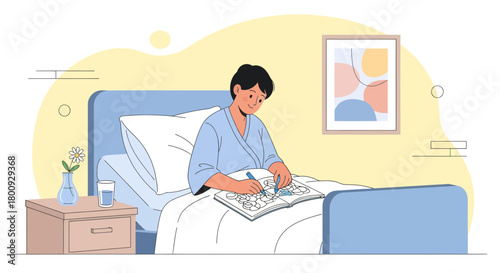 Patient Finds Solace Through Creative Expression While Recovering Comfortably In Bed