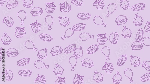 Fast food themed design on light purple background perfect for menus, posters, or social media graphics. Fun and vibrant style.