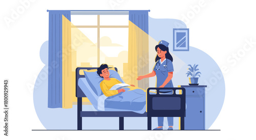 Patient Receiving Medical Support From a Healthcare Professional in Hospital Setting