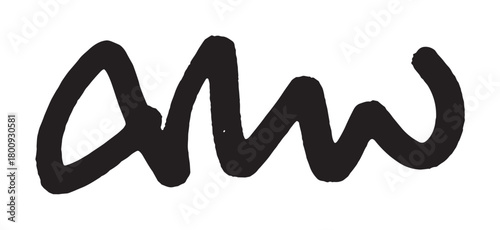 Hand-drawn black graffiti tag created with a thick marker, featuring a dynamic and expressive squiggle isolated on a clean white background for a minimalist design element