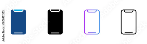 Mobile Icon Multiple Style Vector Illustration
