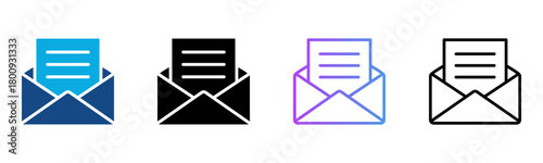 Email Icon Multiple Style Vector Illustration
