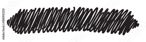 A hand-drawn black scribble with a thick marker pen, isolated on a white background, creating a messy and chaotic abstract design element for creative projects