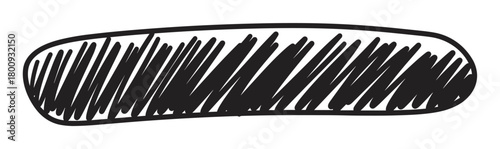 Hand-drawn black scribble shape with a rough outline, a doodle-style design element for highlighting or framing text, isolated on a clean white background