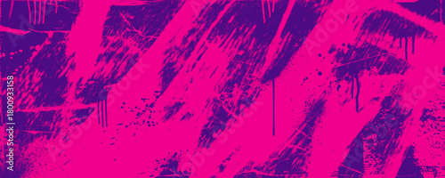 Urban street art graffiti punk neon background. Colorful pink and violet grunge halftone texture with spray paint and drips. Vandal style urban banner background. Vintage or retro distress overlay.