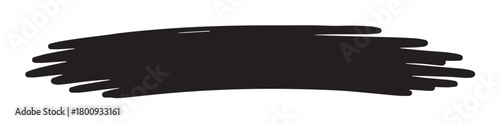 A hand-drawn black brush stroke or marker scribble with a rough, textured edge, isolated on a white background, perfect for use as a design element or abstract graphic