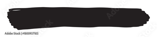 A single black grunge brush stroke with rough, textured edges, hand-painted on a clean white background, creating an abstract and artistic rectangular design element