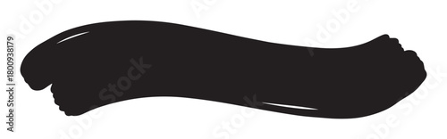 Abstract black paint brush stroke with a dynamic wavy shape, a hand-drawn graphic design element with textured edges isolated on a plain white background for creative concepts