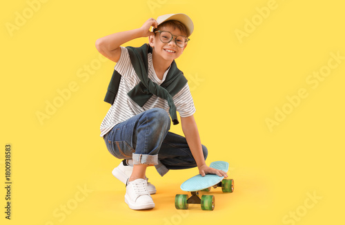 Little boy with skateboard ...